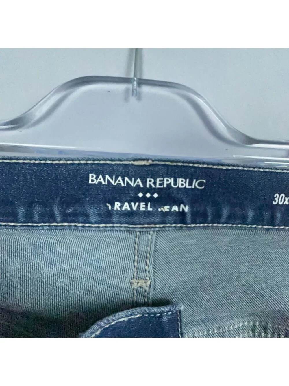 Banana Republic Travel Jeans Men Size 30x32 Athletic Fit Skinny Mid Rise Blue